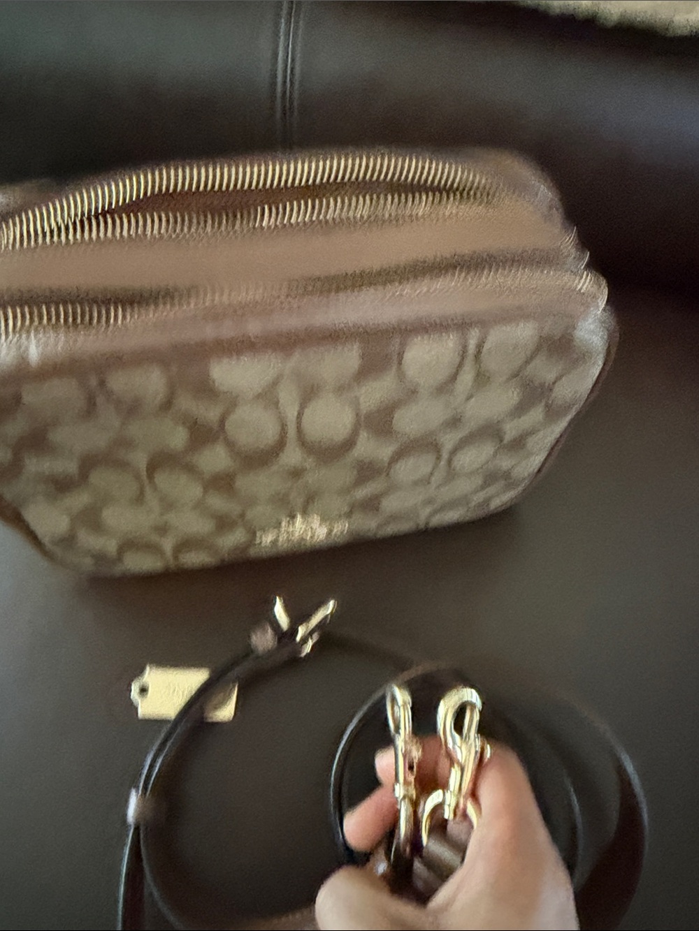 Coach Brown Signature Canvas Crossbody with Leather Trim - Picture 13 of 15